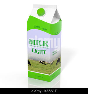 Die 3D-Diät Milch Karton isoliert auf weißem Stockfoto