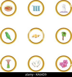 Singapur-Icons set, cartoon-Stil Stock Vektor