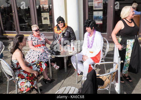 An, Elvis, Festival, Elvis Festival, Porthcawl, Bridgend, Grafschaft, Süden, Wales, Großbritannien, Großbritannien, Europa, Stockfoto