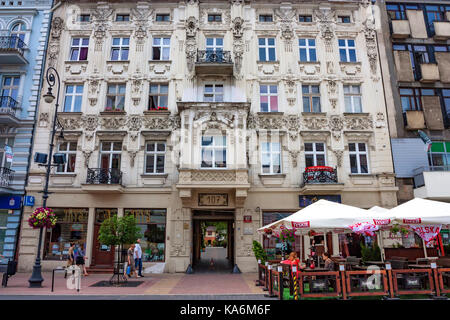 LODZ, Polen - Juni, 2012: Piotrkowska-Straße Stockfoto