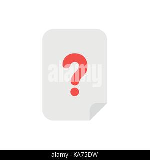 Vector Illustration Konzept von grauem Papier mit roten Fragezeichen Symbol auf weißem Hintergrund mit flachen Design Style. Stock Vektor