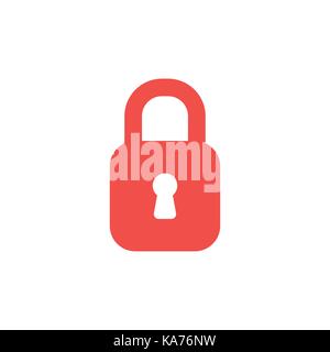 Flaches Design Stil Vector Illustration Konzept der roten Vorhängeschloss Symbol auf weißem Hintergrund. Stock Vektor