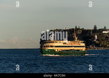 Die von der Regierung betriebene Pendlerfähre von Manly/Sydney, Collaroy, fährt von Sydney aus nach Manly im North Harbour in New South Wales, Australien Stockfoto