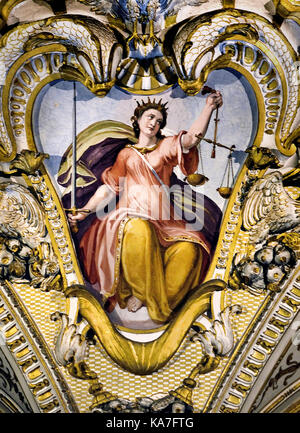Dame des Gerichtshofs Fresko in der Pitti Palace 1458 (war Stadt Residenz von Luca Pitti, ein ehrgeiziges Florentiner Bankiers. ) Renaissance Florenz, Italienisch, Italien Stockfoto