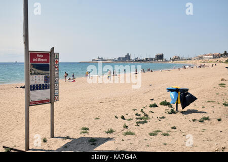 Katalonien, Spanien Sep 2017. Platja del Miracle, Tarragona Costa Dorada Stockfoto