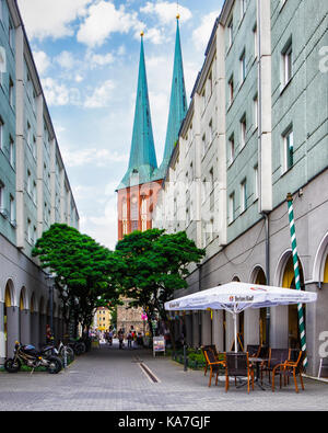 Berlin, Mitte, Nicholas Viertel, St. Nikolaus Kirche, Nikolaikirche, Älteste Kirche in Berlin heute ein Museum in der historischen Altstadt, Nikolaiviertel Stockfoto