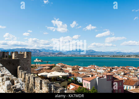 Anzeigen von Nafplio von Acronafplia Stockfoto