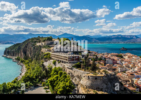 Blick von der Festung Palamidi in Nafplio Stockfoto