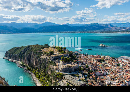 Blick von der Festung Palamidi in Nafplio Stockfoto