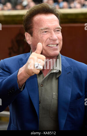 San Sebastian, Spanien. September 2017. Arnold Schwarzenegger wird bei der Ankunft beim 65. San Sebastian Film Festival am 25. September 2017 in San Sebastian, Spanien, gesehen. Quelle: Geisler-Fotopress/Alamy Live News Stockfoto