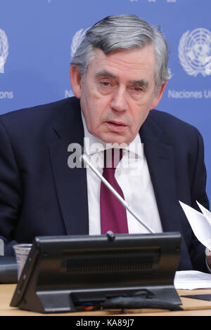 New York, NY, USA. 21 Sep, 2017. Vereinten Nationen, New York, USA, 21. September 2017 - Gordon Brown, dem UN-Sonderbeauftragten für globale Bildung, bei einer Pressekonferenz über die Finanzierung der Zukunft: Bildung 2030 heute am Hauptsitz der Vereinten Nationen in New York City. Foto: Luiz Rampelotto/EuropaNewswire Credit: Luiz Rampelotto/ZUMA Draht/Alamy leben Nachrichten Stockfoto