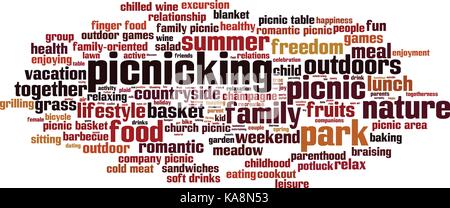 Picknicken Wort cloud Konzept. Vector Illustration Stock Vektor