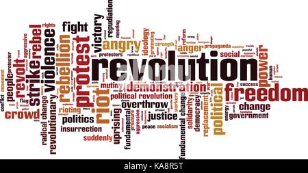 Revolution Wort cloud Konzept. Vector Illustration Stock Vektor