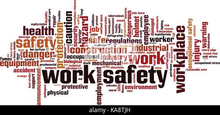 Arbeitssicherheit Wort cloud Konzept. Vector Illustration Stock Vektor