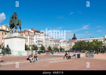 La Place Bellecour Presqu'Ile, Lyon, Frankreich Stockfoto