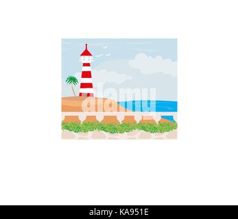 Leuchtturm auf der Insel Stock Vektor
