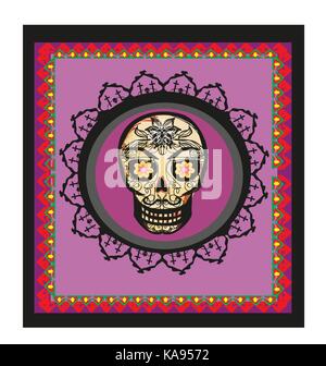 Karte mit mexikanischen Schädel Stock Vektor