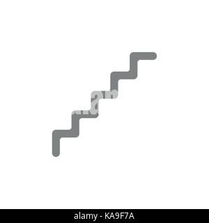 Flaches Design Stil Vector Illustration von Gray Line treppen Symbol auf weißem Hintergrund. Stock Vektor