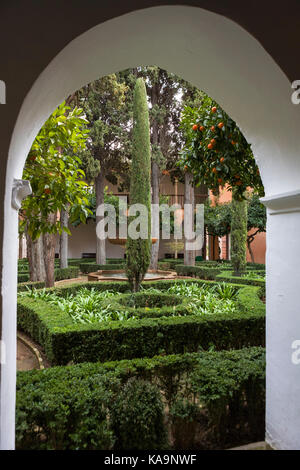 Der Patio de Lindaraja, aka Daraxa 'ein Garten, von des Kaisers Kammern (Habitaciones de Carlos V), La Alhambra, Granada, Spanien Stockfoto