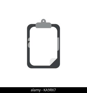 Flaches Design Stil Vector Illustration Konzept der Zwischenablage schwarz mit weißem Papier Symbol auf weißem Hintergrund. Stock Vektor