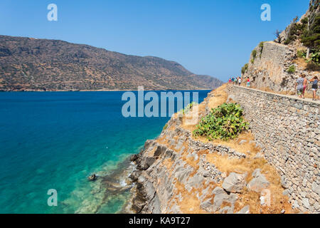 Blick auf das Meer von der venezianischen Festung Spinalonga. Kreta, Griechenland Stockfoto