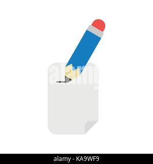 Flaches Design Stil Vector Illustration Konzept von Briefpapier mit blauen Stift Symbol auf weißem Hintergrund. Stock Vektor