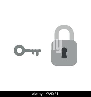 Flaches Design Stil Vector Illustration Konzept der Grau und Grau Symbol geschlossenes Schloss Symbol auf weißem Hintergrund gesperrt. Stock Vektor