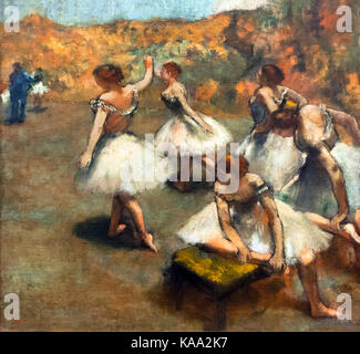 Degas. Danseuses sur la Scene (Tänzer auf der Bühne) von Edgar Degas, Öl auf Leinwand, 1889 Stockfoto