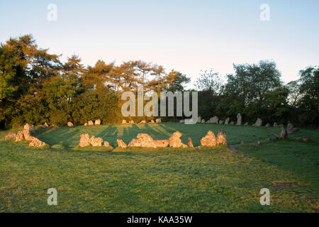 Die Rollright Stones bei Sonnenaufgang. Oxfordshire, England Stockfoto