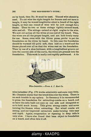 Diese Seite aus dem „Leitfaden für Bienenhalter“ bietet wertvolle Informationen zur Pflege und Behandlung von Bienen. Das Buch ist eine wichtige Ressource für Imker und Bienenzucht und Honigproduktion. Stockfoto