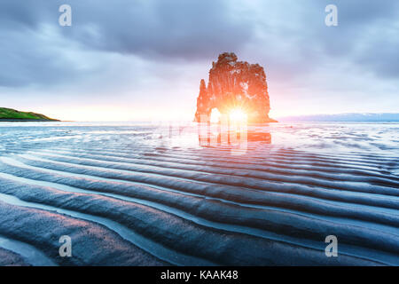 Basalt stack Hvítserkur Stockfoto