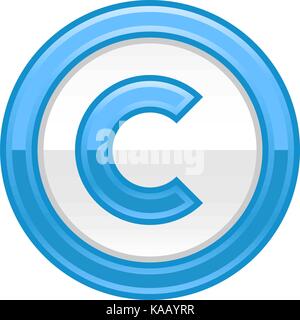 Das Copyright Symbol oder Copyright Zeichen, ein Eingekreister Großbuchstabe c farbige Schaltfläche web Internet Symbol mit © Zeichen abgerundet. Vector Illustration Stock Vektor