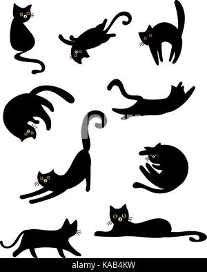 Schwarz schöne Katzen Stock Vektor