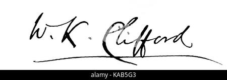 Signatur von William Kingdon Clifford Stockfoto