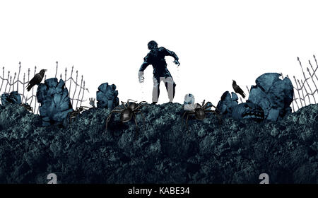 Halloween Grab zombie Hintergrund als gruselig zu Fuß Monster in einen leeren Bereich für Text wie eine gespenstische Tot furchtsamen Geist als Herbst Urlaub. Stockfoto