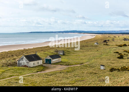 St. Cyrus Dünen und Strand mit Montrose Bay. Stockfoto