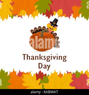 Thanksgiving Day, Banner mit Blätter im Herbst Stock Vektor