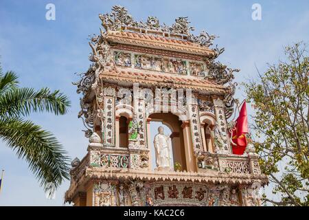 Die berühmte Vinh Trang Pagode in My Tho City, Vietnam Stockfoto