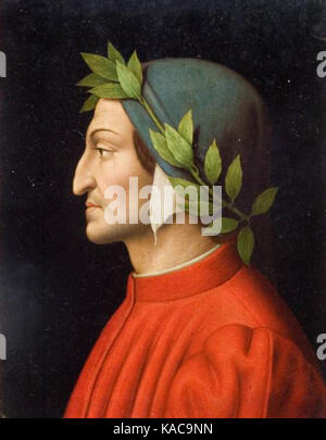 Testa di Dante Alighieri di Profilo Stockfoto