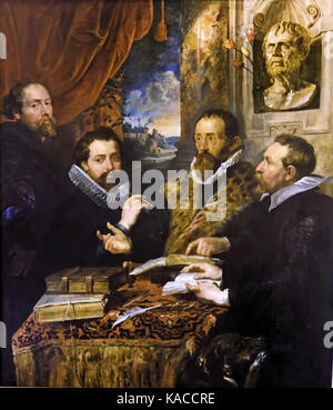 Die vier Philosophen, von Links nach Rechts: Philippus Rubens (des Malers Bruder), Peter Rubens, Justus Lipsius und Jan van der Wouwere von Sir Peter Paul Rubens 1577 - 1640 Flämische Belgien Belgische Stockfoto