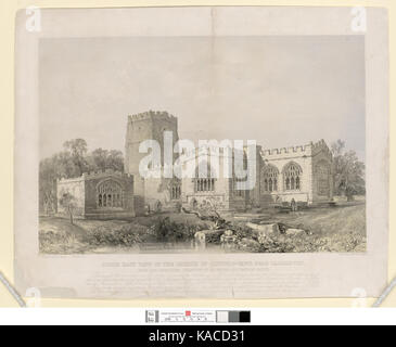 Süd-ost Blick auf die Kirche von Clynnog Vawr in der Nähe von Carnarvon, mit dem freistehenden chantry von St. Beuno, seinen Schutzheiligen Stockfoto