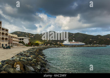 Marco Polo angedockt an Road Town, Tortola, British Virgin Islands Stockfoto