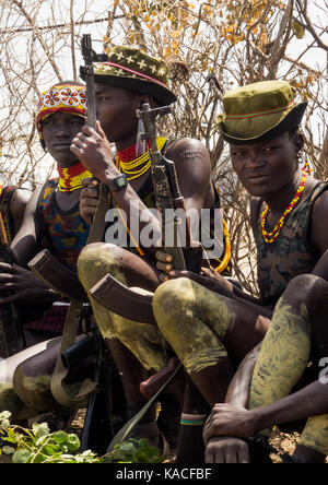 Dassanech Stolz Ox Feier, Salheng, Turkana County, Omorate, Äthiopien Stockfoto