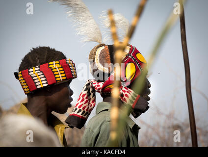 Dassanech Stolz Ox Feier, Salheng, Turkana County, Omorate, Äthiopien Stockfoto