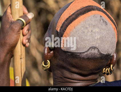 Dassanech Stolz Ox Feier, Salheng, Turkana County, Omorate, Äthiopien Stockfoto