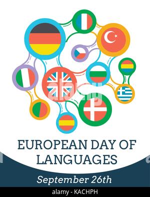 Grußkarte - Europäischer Tag der Sprachen am 26. September. Konzept der Sprache lernen Stock Vektor