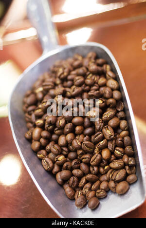 Kaffeebohnen in eine Kugel Stockfoto