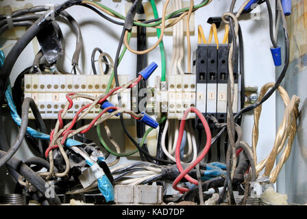 Telefon oder Daten Anschlussdose Verkabelung in E B Eddy Papierfabrik, Ottawa, Kanada, im Jahr 2007 geschlossen. Stockfoto