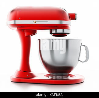 Red vintage Mixer auf weißem Hintergrund. 3D-Darstellung. Stockfoto