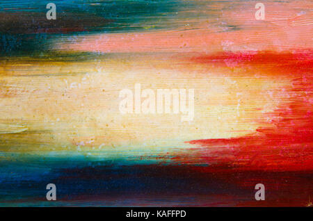 Aquarell Horizontale Schlieren auf der Leinwand: rot, blau, pink, weiß Stockfoto